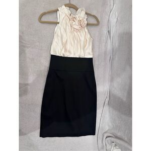 BCBG MAXAZRIA size 2 women’s elegant dress with flower white and black